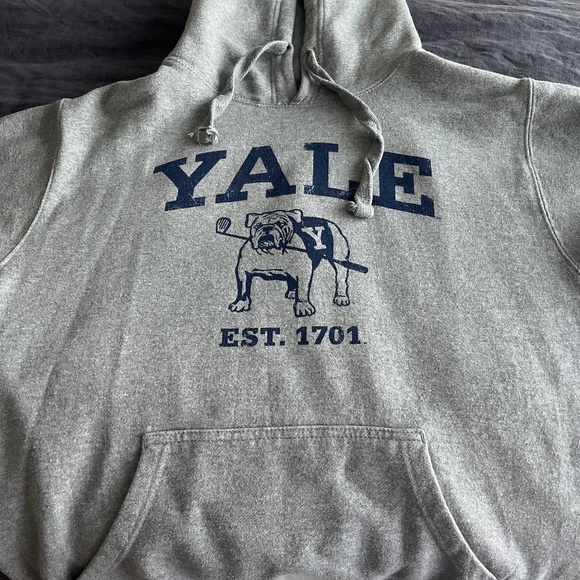 Grey and Navy Yale Retro hoodie - Picture 1 of 2
